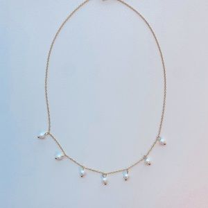 NEW - 18k gold plated stainless steel pearl beads necklace